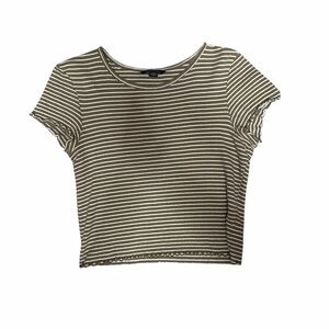 American Eagle Outfitters Olive Striped Crop Top